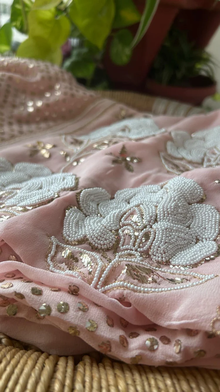 Beautiful Designer Bollywood Style Heavy Georgette Sequence Saree – Glamour and Elegance - Image 3