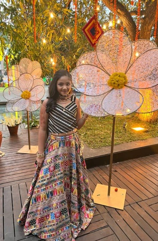 Heavy Embroidered Lehenga with Gota Lace Crop Top and Dupatta – Exquisite Traditional Elegance - Image 3