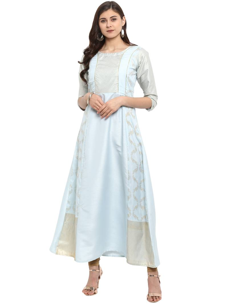Sky Blue Printed Crepe Kurti – Effortless Elegance for Every Occasion
