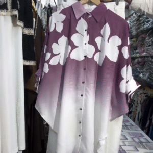 Women Ombre Floral Print Button-Down Shirt | Stylish Casual Wear Top