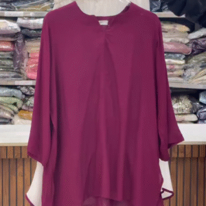 Elegant Wine Flowy Top with Contrast White Layer – Comfortable Casual Wear